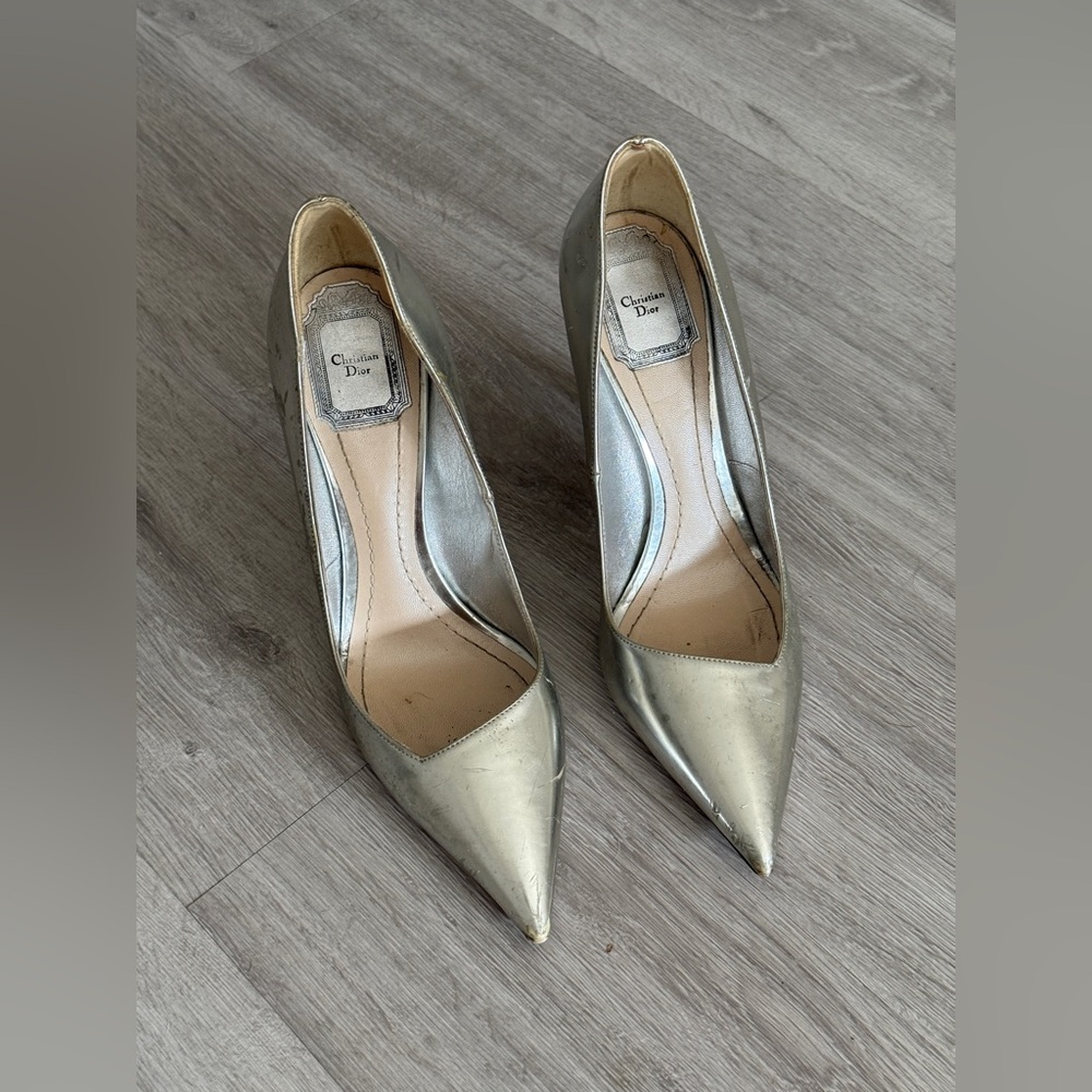 Dior Metallic Silver Pumps